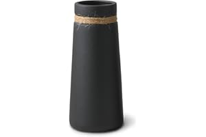 ‎FLATURE Flature Keramik Vase für Pampasgras - Matt Schwarz Boho Deko, Große Vase 21cm für frische & Trockenblumen, Blumenstrauß Büro