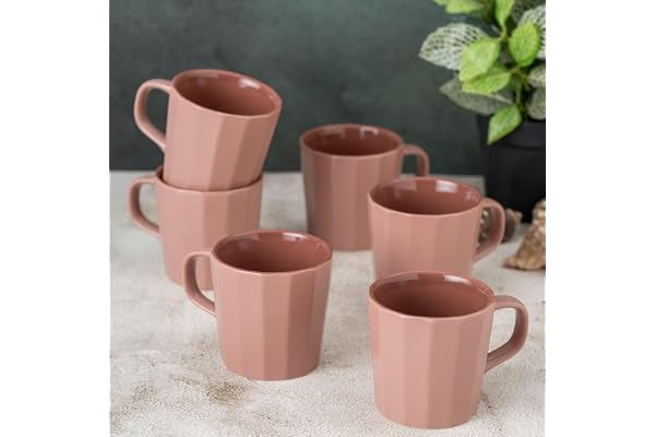 Clay Craft Fine Ceramic Armada Lilac Coffee Mug Set of 6, Cups for Tea & Coffee, Mug Set, Gift Set, Elegant Design for Home and Kitchen and Can Be Gifted to Your Loved Ones On Any Occassions