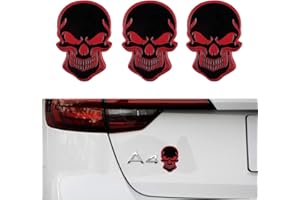 ‎VDARK VDARK 3St Metall Auto Aufkleber Schädel Auto Zubehör Biegbares Metall Emblem Auto Aufkleber Dekorationen für Autos Motorrad Motorrad Biker Helm Chutzhelm Laptops fäh Fenster (Rot)