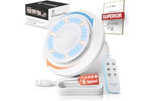 SLUELI Extractor de Baño de 150mm, Viento 2 Dir 6 Velocidades con Luz Indicadora. Actualizado Ventilación con 433 MHz Remoto. 2W Eficiente CC Motor, Fácil Instalar para Baño Lavandería Garaje