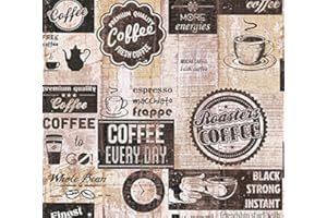 Deco Italia Carta da Parati Cucina Caffe' Vintage Brown | Carta Duplex Facile da Applicare