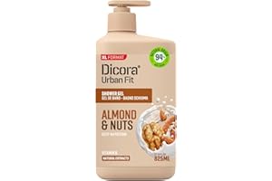 Dicora Urban Fit żel pod prysznic z witaminą B migdałami i orzechami włoskimi, odżywczy i nawilżający żel pod prysznic, naturalne ekstrakty, rozmiar 825 ml