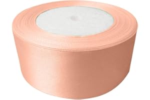 Trimming Shop Peach Full Roll Ribbon 40mm x 25 Metres - Double Sided Satin Brightly Coloured - 100% Polyester - for Gift Wrapping, Decorating, Arts and Craft - Machine Washable