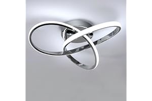 Toolight Lámpara de Techo LED, 38W 4275LM Plafón LED Techo Moderna Diseño Flor 40cm, Luz de Techo Blanco Frío 6500K Para Dormitorio Cocina Sala de Estar Estudio, Plata