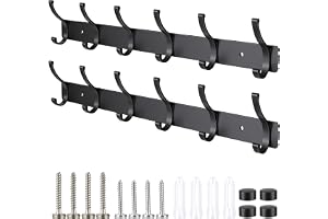 Nituaeu 2 st svarta kläderhängare 2-pack, vägghållare med 6 krokar, robust hållare och vägggarderob för sovrum, badrum och kök