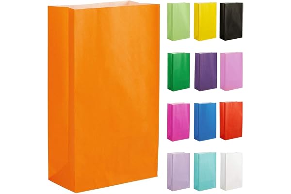 Thepaperbagstore 50 Sacs en Papier pour Cadeaux et Fêtes - Orange - 140x245x70mm
