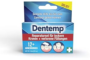 MARA EXPERT Dentemp - Primeros auxilios en coronas y empastes, para empastes y coronas sueltas, kit de reparación, 12 aplicaciones, empaste provisional