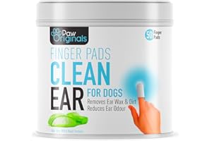 PAW ORIGINALS Dog Ear Wipes - Finger Pads | Stop Itching - Remove Dirt, Wax & Clean Dirty Ears Easily | Aloe Vera & Witch Hazel Infused | 50 Dog Ear Cleaning Finger Wipes For Easy Cleaning Of Dogs Ears | UK BRAND
