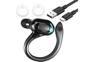 TOALUEA Auricular Manos Libres Bluetooth V5.2, Diseño 360° Sobre Auriculares Inalambricos Telefono Hasta 20h, Mono Libres Oreja Cancelación de Ruido con Micrófono para iPhone Android PC Conducir Oficina