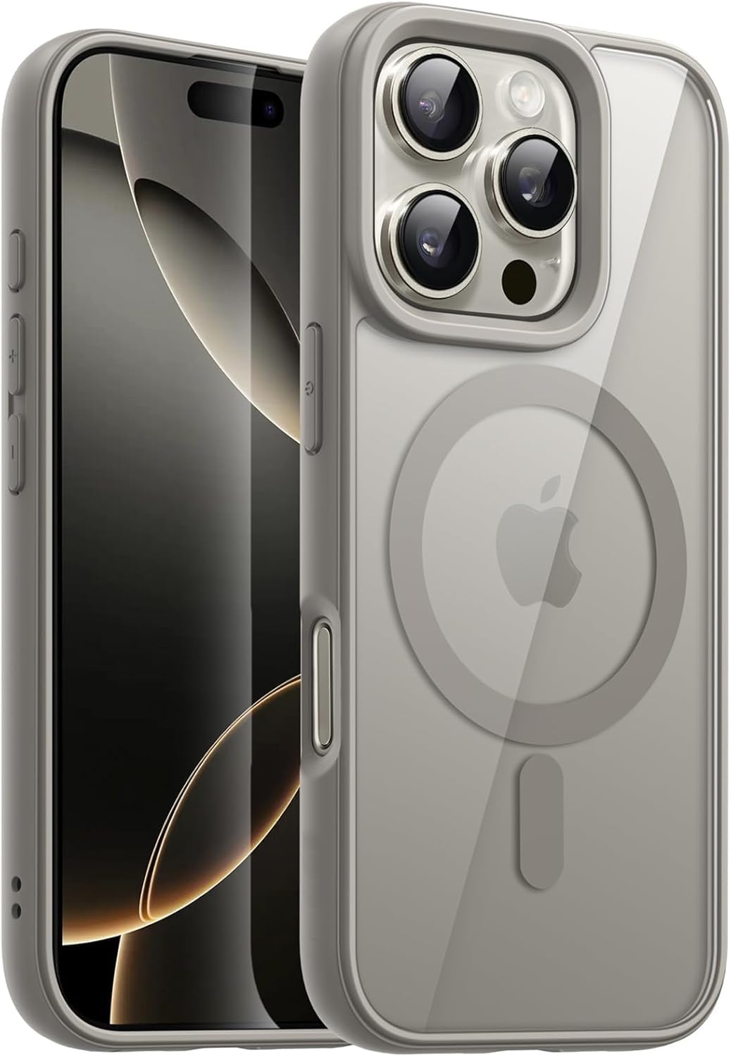 DIZORO Compatible iPhone 16 Pro Case,Compatible with MagSafe, Non Yellow Military-Grade Drop Protection & Hard PC Back Cover Slim Transparent Anti-Scratch Shockproof Phone Case - Natural Titanium