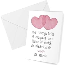 Liebeskarte Mit Rotem Herz & Blumen – DIN A6, Mit Umschlag, Für Valentinstag & Verliebte