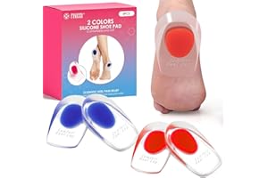 FAVELABLE 2 Paia Talloniera in Silicone per Tallonite,Tendine d'Achille Plantari per Tallonite,Supporti in Gel per Talloni-Cuscinetti per Tallone-Solette Tallone Per Ridurre Pressione e Fastidi（L:40-45)