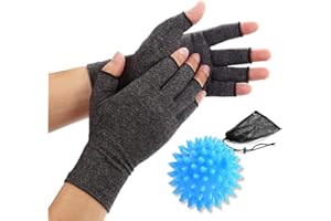 STUNEY BE YOUR BEST STUNEY Guantes Artrosis Manos Mujer, Guantes de Compresión para Artrosis y Artritis Mujer, Guantes Sin Dedos, Artrosis y Tunel Carpiano, Pelota Rehabilitación Mano incluida (L)
