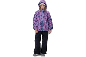 SMONTY SNOWER Combinaison de neige pour filles avec capuche amovible, combinaison de ski, chaleur supplémentaire, combinaison d’hiver