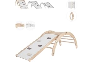 ‎MAMOI MAMOI® Kletterbogen mit Rutsche, Kletterdreieck, Klettern, Klettergerüst aus Holz, Holzbogen, Rutschbrett für Spielplatz, Klettergerüst Indoor