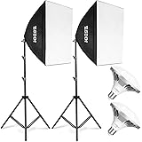 ESDDI Softbox Fotostudio Set with 2x50x50cm Soft Box, 2x50W Led Fotolampen mit E27 Socket, für Studio-Porträts,Videoaufnahmen