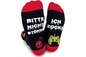 YLYDMY Lustige Socken Herren Damen 43-46 Weihnachtsgeschenke für Männer Gamer Geschenk Mit Spruch BITTE NICHT STÖREN ICH ZOCKE,Lustige Geschenke für Männer Herren Frauen Teenager Geburtstag