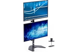 WALI Supporto Doppio Monitor Verticale, Monitor Doppio per Schermi fino a 27 pollici, Supporto Verticale per Monitor LCD LED a Schermo Piatto, Autoportante, per Scrivania (MF002XLS), Nero