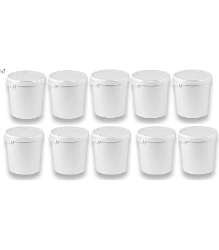 4 Cubos De PlÃ¡stico Blanco De 20 Litros Con Tapa - Apilables, Aptos Para Alimentos, Ideales Para Miel, Harina, LÃ¡cteos O Productos QuÃ­micos