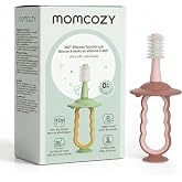 Momcozy Ultra Soft Baby Toothbrush with 360&deg; Integral Cleaning, Pink | Ultra Soft Kids Toothbrush with Suction Cup Base, Tong