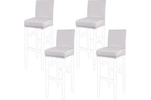 PiccoCasa Set of 4 Bar Stool Covers with Elastic Bottom, Stretch & Removable Dining Chair Covers for Pub Counter - Spandex Height Side Chair Covers Protector Slipcovers Silver Grey
