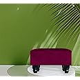 STOREX Ottoman Linen Pouffe Footstool Rectangle Seat Bench Footrest Chair Stool Padded Seat Living Room Bedroom with Wooden Legs (Wine)