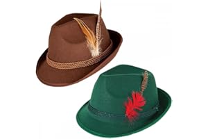A2ZFD 1 x Brown Deluxe Bavarian Oktoberfest Hat + 1 x Green Deluxe Bavarian Oktoberfest Hat