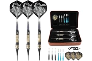 CUESOUL 16 Grams Deluxe Soft Tip Darts Set with Luxury Case£¨Black Scorpion Series£©