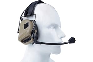Yunseity Cuffie Militari, Cuffie da Caccia da Gioco Retrattili con Microfono, Senza Funzione di Cancellazione del Rumore, per Walkie Talkie Radio Militari