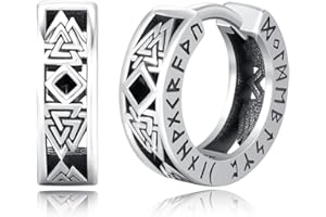 Wikinger Rune Ohrringe 925 Sterling Silber Viking Schmuck Geschenk für Männer Frauen Punk Style Ohrringe Unisex Wikinger Accessoires Geschenkidee