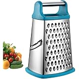 4 Sided Grater Stainless Steel Kitchen Grater for Coarse and Fine Grating for Fruit, Vegetables, Carrots, Cheese, Dishwasher 