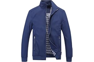 KUDORO Herren Leichte Jacke Langarm Übergangsjacke Bomberjacke Sportjacke mit Reißverschluss Windbreaker für Herren mit klassischem Stehkragen