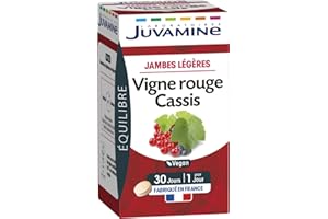 JUVAMINE - Jambes Légères - Vigne Rouge Cassis 2000mg de plantes - 30 Comprimés Pour Circulation Sanguine,Digestion