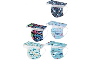 DEAAMYGLINE 50 Stück Mundschutz Kinder Einweg 3-lagig mit Motiv Bunt Mund-Nasen-Schutz Cartoon Druck Atmungsaktiv Mund-Tuch Bandana Halstuch Schals für Mädchen Jungen