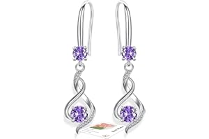 YOEE Sterling Silver Plated Drop Earrings for Women Girls - Silver Post Hypoallergenic Dangle Earrings Cubic Zirconia Birthstone Earrings -Jewellery Gifts Birthday Christmas Xmas Present