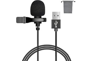 Annlpoy 1pcs Micrófono USB, 2M Micrófono Lavalier USB,Micrófono de Condensador de Solapa para PC, Ordenador, Mac, para Youtube, Skype, Grabaciones, Podcasting y Gaming