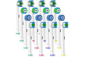 Qitizu Recambios Cepillos Compatible con Braun Oral B Eléctricos Cepillo de Dientes, Cabezales de Repuesto-incluir Precision, Floss, Cross, Sensitive (16 Blanco)