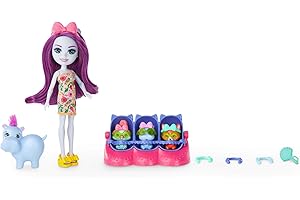 Enchantimals Baby BFFs Muñeca Hedda Hippo con Mascota hipopótamo Lake, 3 Bestie Reveal y Accesorios, Juguete +4 años (Mattel HNW97)