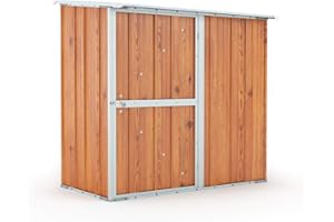 NOTEK SRL Box in Acciaio Zincato Casetta da Giardino in Lamiera 1.74 x 1.00 m x h1.82 m - 43 KG – 1,74 metri quadri (Finitura Legno)