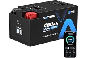 ‎VATRER POWER VATRER POWER 12V 460Ah LiFePO4 Batterie 250A BMS Lithium Batterie 5000+ Tiefzyklus Lithium Akku mit APP Bluetooth, 5888Wh, Max. 3200W Ladeleistung, Perfekt für Off-Grid, Wohnmobil