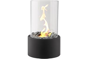 GENERIC CozyPitz Camino da tavolo a bioetanolo | Camino da tavolo per esterni e interni | Braciere portatile | Camino a bioetanolo biologico con due tipi di pietra in bianco e grigio | Decorazione per la casa