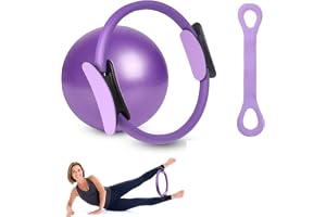 Set med Pilates-ringar, 35 cm Essential Pilates-kit, magisk cirkel med dubbla vadderade handtag, 5 motståndsband, yoga-ring, miniboll, pilatesset, kroppstoning