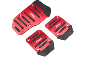 CGEAMDY 3 PCS Manual Transmission Car Pedal Pads, Sporty Aesthetic Accessories Kit (Gas+brake+clutch Pedal Pads) No Drill & non-slip Car Accessories Universal Fit for Car, Suv, Truck(Red)