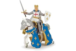 Papo - Figurines A Collectionner - Saint Louis Et Son Cheval - Figurine Roi De France - Convient Aux Filles Et Garçons - Enfants A Partir De 3 Ans