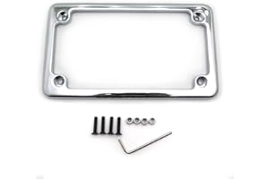 HTTMT HTT Support de plaque d'immatriculation pour moto Chromé 17,8 x 10,2 cm pour universel Honda/Suzuki/Yamaha/Kawasaki/Harley