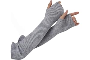 Facecozy Lange Fingerlose Handschuhe Damen Winter, Stricken Wolle Mischung Armstulpen Damen Winter Daumenloch Armwärmer
