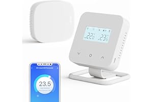 BEOK CONTROLS Thermostat sans Fil programmable quotidiennement avec récepteur,Thermostats WiFi pour chaudières à gaz et fioul,Prise en Charge de la Commande vocale Alexa et Google Home,Compatible avec Tuya Smart