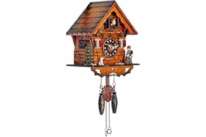 Kintrot Reloj de Cuco Reloj Tradicional de la casa de la Selva Negra Reloj de péndulo Retro de Madera Antigua Decoración de Pared