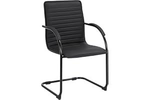 CLP Chaise Visiteur Tira Similicuir I Chaise Cantilever avec Assise rembourrée, Couleur:Noir/Noir