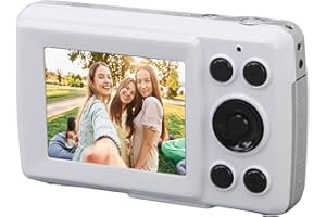 Digitalkamera, 1080P-Kamera, Digitale Point-and-Shoot-Kamera mit 16-fachem Zoom, Anti-Verwacklung, Kompakte Kleine Kamera für Jungen, Mädchen, Kinder, Tragbare Kamera für (WHITE)